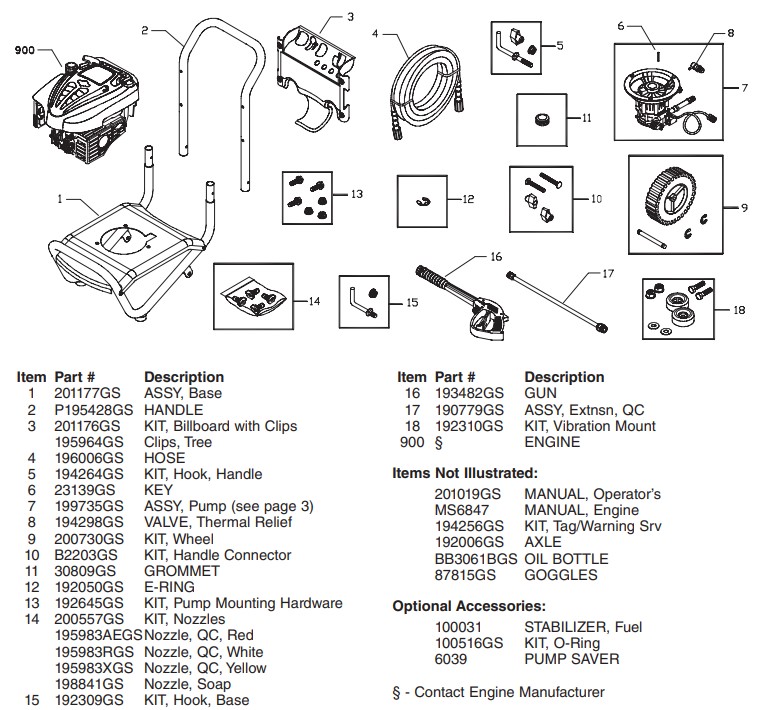 Troy-bilt Pressure Washer 020213 Parts 1-888-279-9274